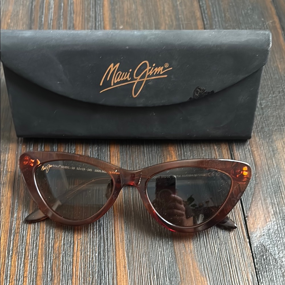 Maui Jim Cat Eye Sunglasses in Tortoise Brown with Dark Lenses